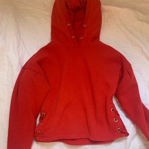 Girls red cropped hoodie